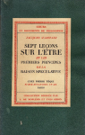 Sept lecons sur l'être et les principes de la raison spéculative